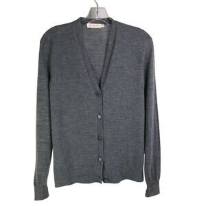 Tory Burch Madison‎ Cardigan Womens Size XS Gray Logo Buttons Classic
